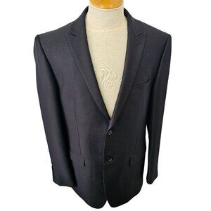 Vitarelli 2 Btn Sport Coat Blazer Black Wool 2.75 in Peak Lapel Single Vent Mens